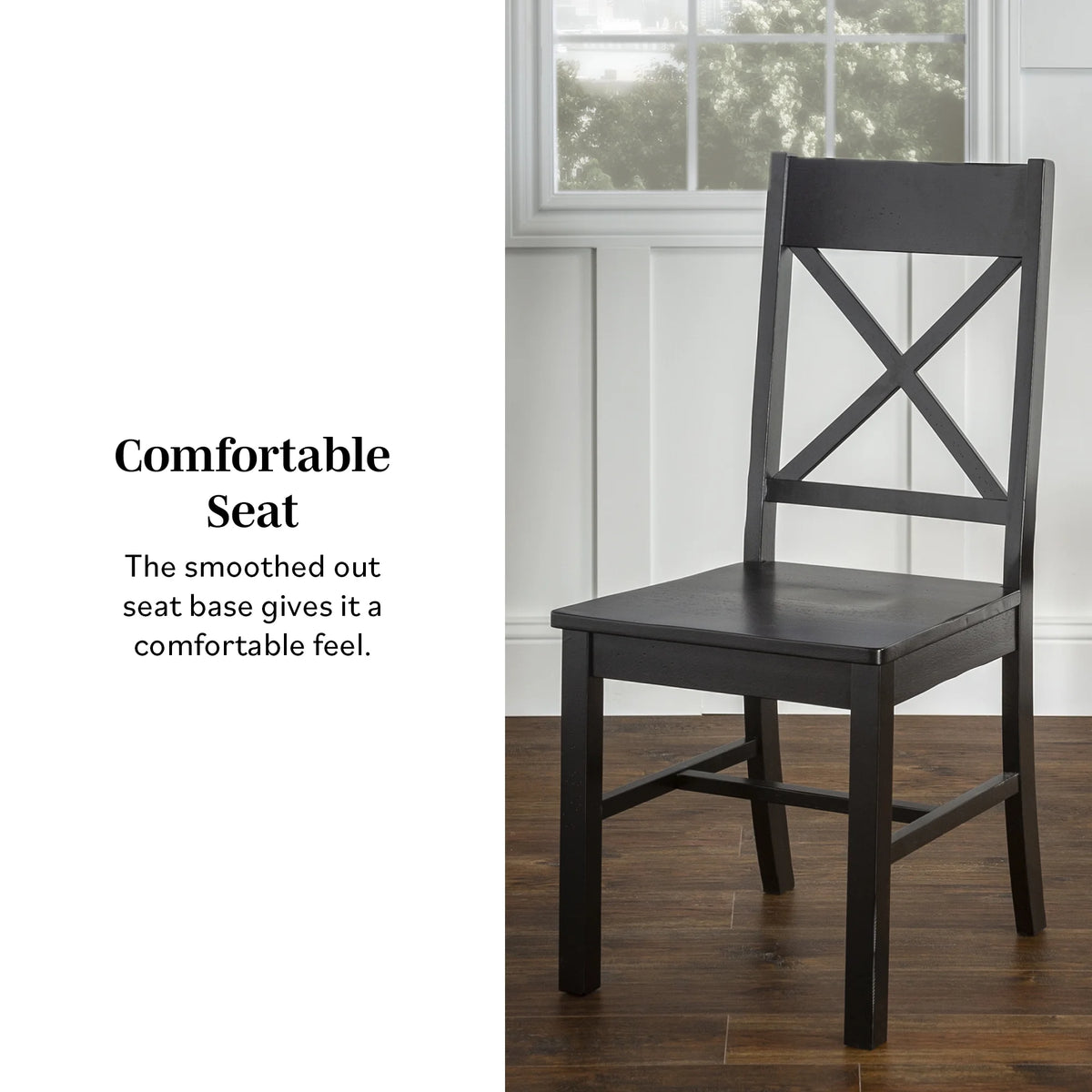 Antique Black Wood Dining Chairs, Set of 2 K828844