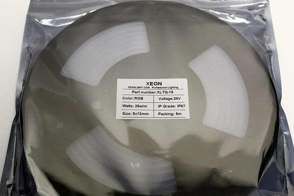 24V RGB LED Neon Strip Light Waterproof IP67, 5M/16.4ft, Pack of 2 M383248