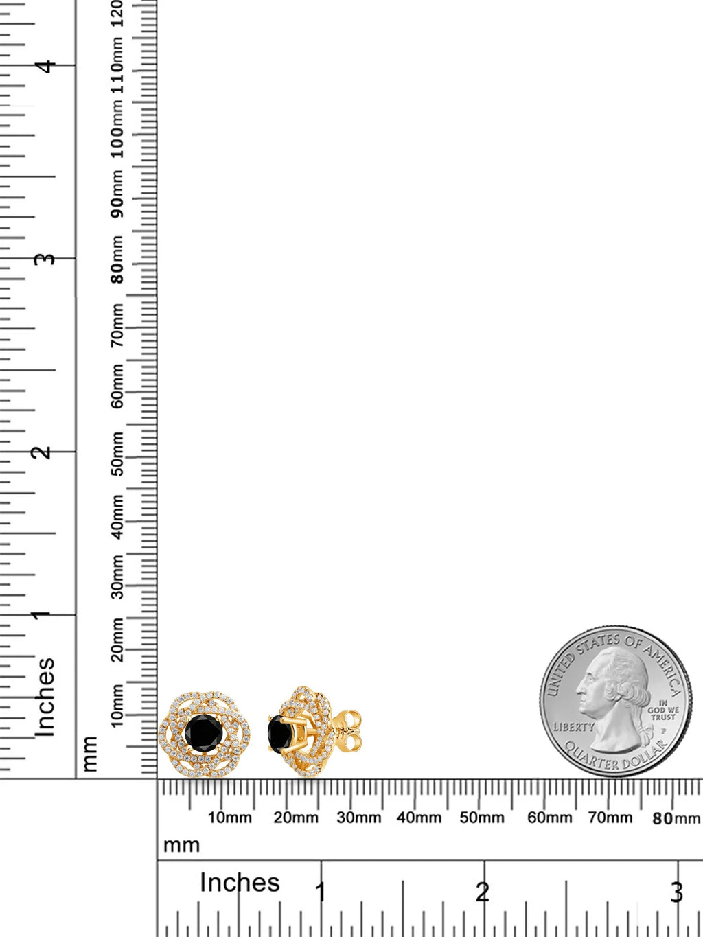 18K Yellow Gold Plated Silver Stud Earrings with Jackets Diamond and Moissanite F59761