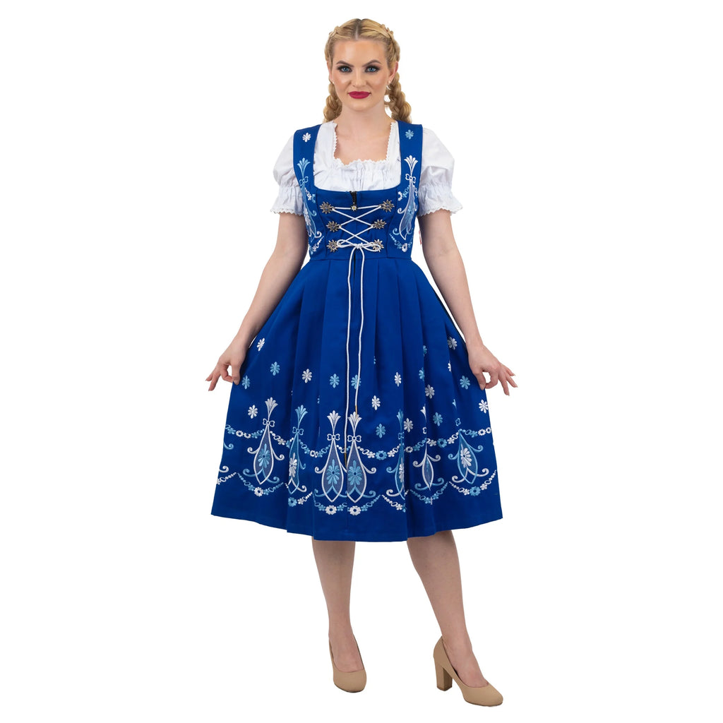 Blue Cotton 3 Piece Dirndl Dress L809