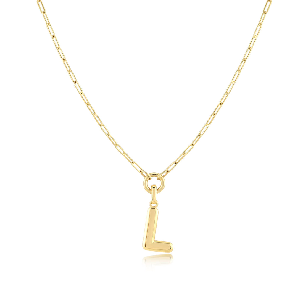Gold-Filled Initial Necklace with A-Z Pendant Paperclip Chain H27224