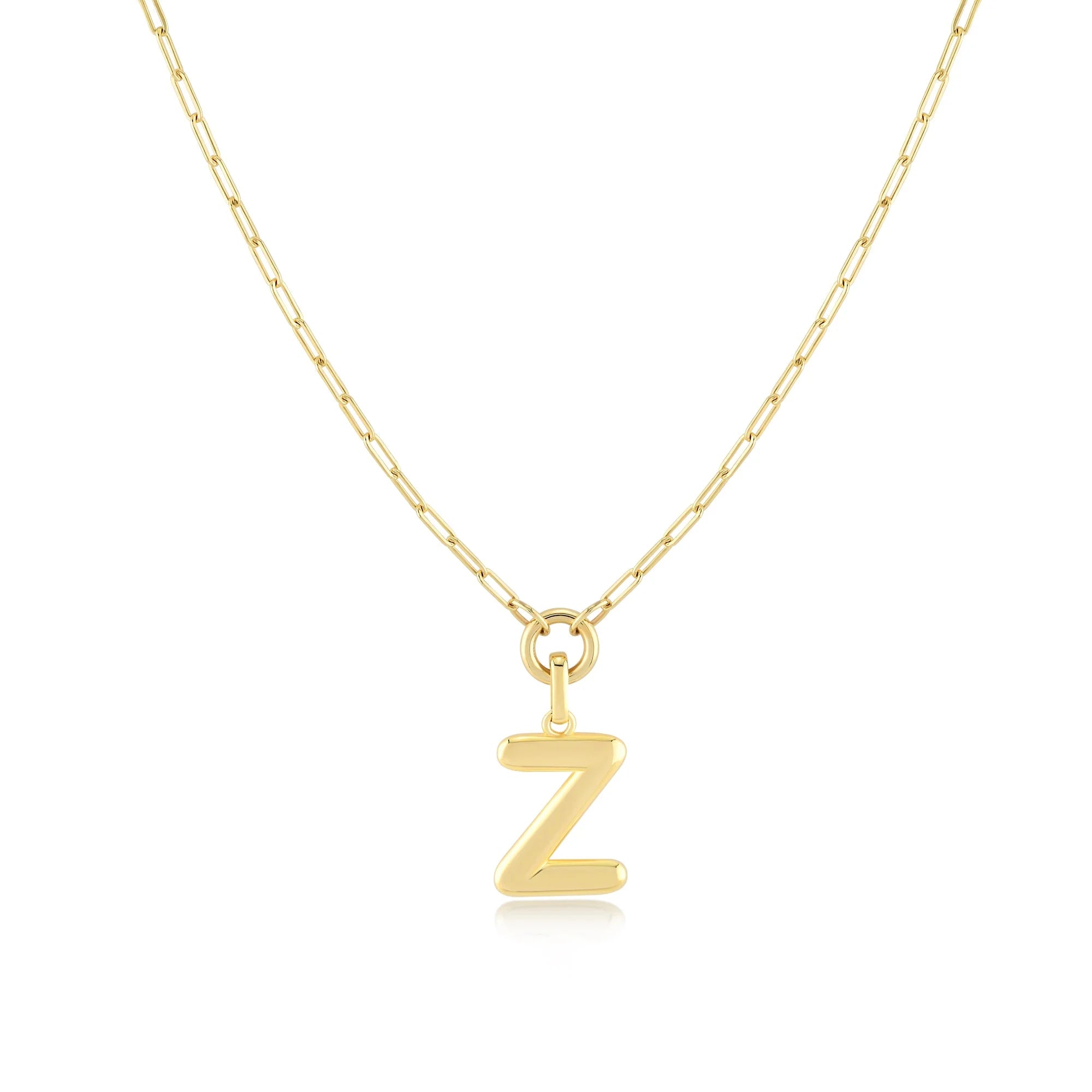 Gold-Filled Initial Necklace with A-Z Pendant Paperclip Chain H27224