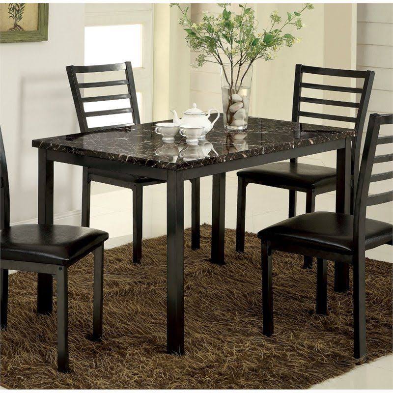 Faux Marble Top Dining Table in Black F3090