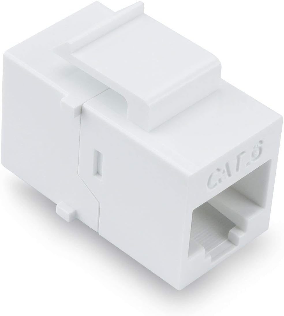 White Pack of 2 Cat6 Keystone RJ45 Couplers V26951