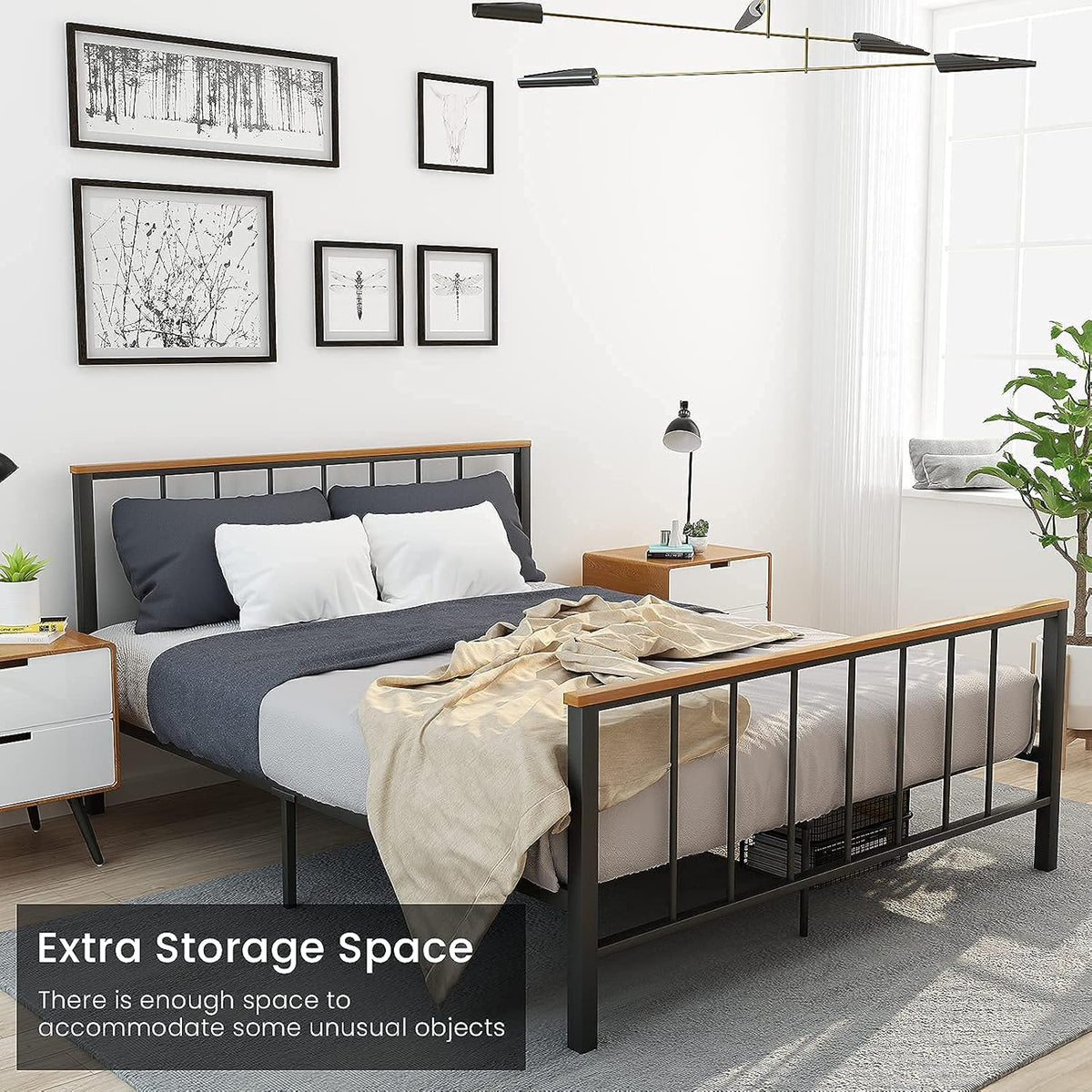 Full Metal Platform Bed Frame with Headboard and Footboard O49310