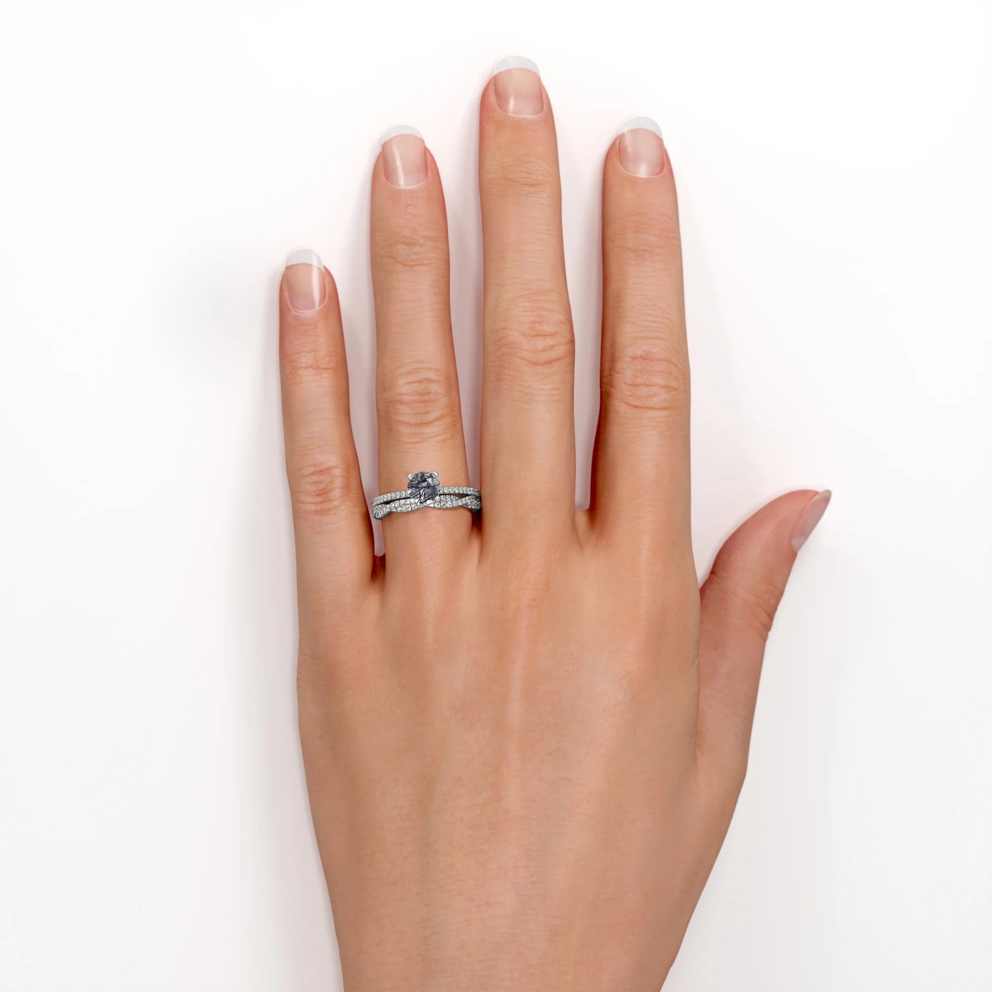 18K White Gold Plated Bridal Set V88687