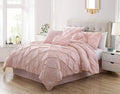 Pink 7 Piece Pinch Pleat Pintuck Bedding Comforter Set King A123