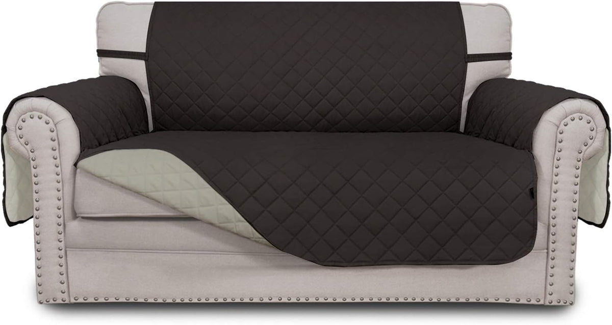 Light Gray Reversible Sofa Slipcover with Elastic Straps M8308