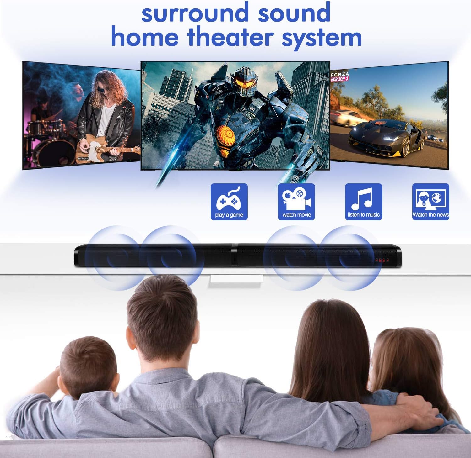 37-Inch Sound Bar with 4 Driver Speakers F455952