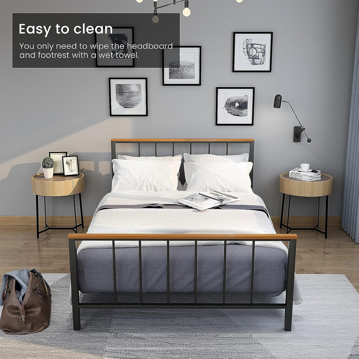 Full Metal Platform Bed Frame with Headboard and Footboard O49310