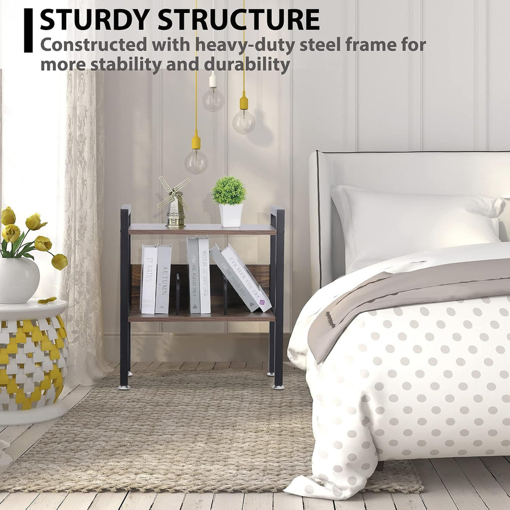 2-Tier Small Bookshelf with Metal Frame N740609