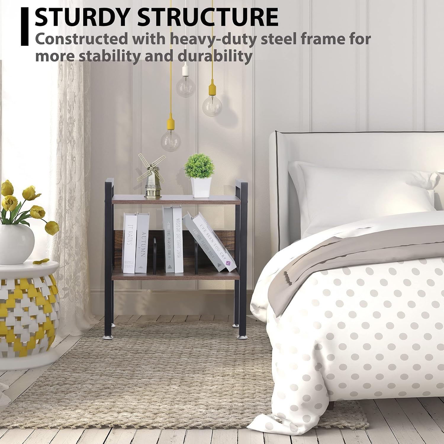 2-Tier Small Bookshelf with Metal Frame N740609