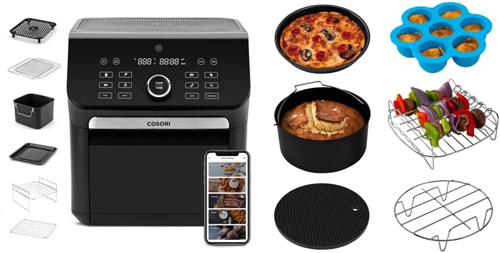 Black Air Fryer Toaster Oven Combo 7 Quart 1800W J475551
