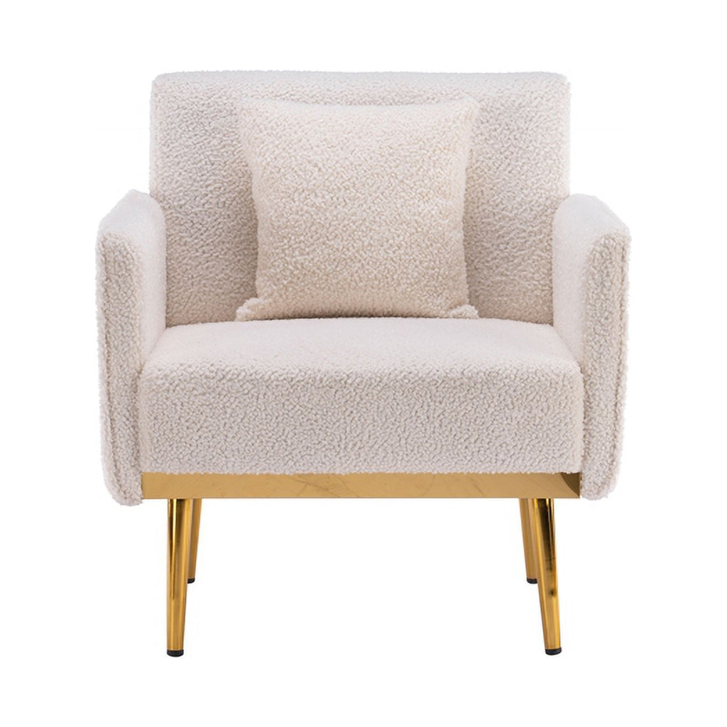 White Velvet Accent Armchair D8327