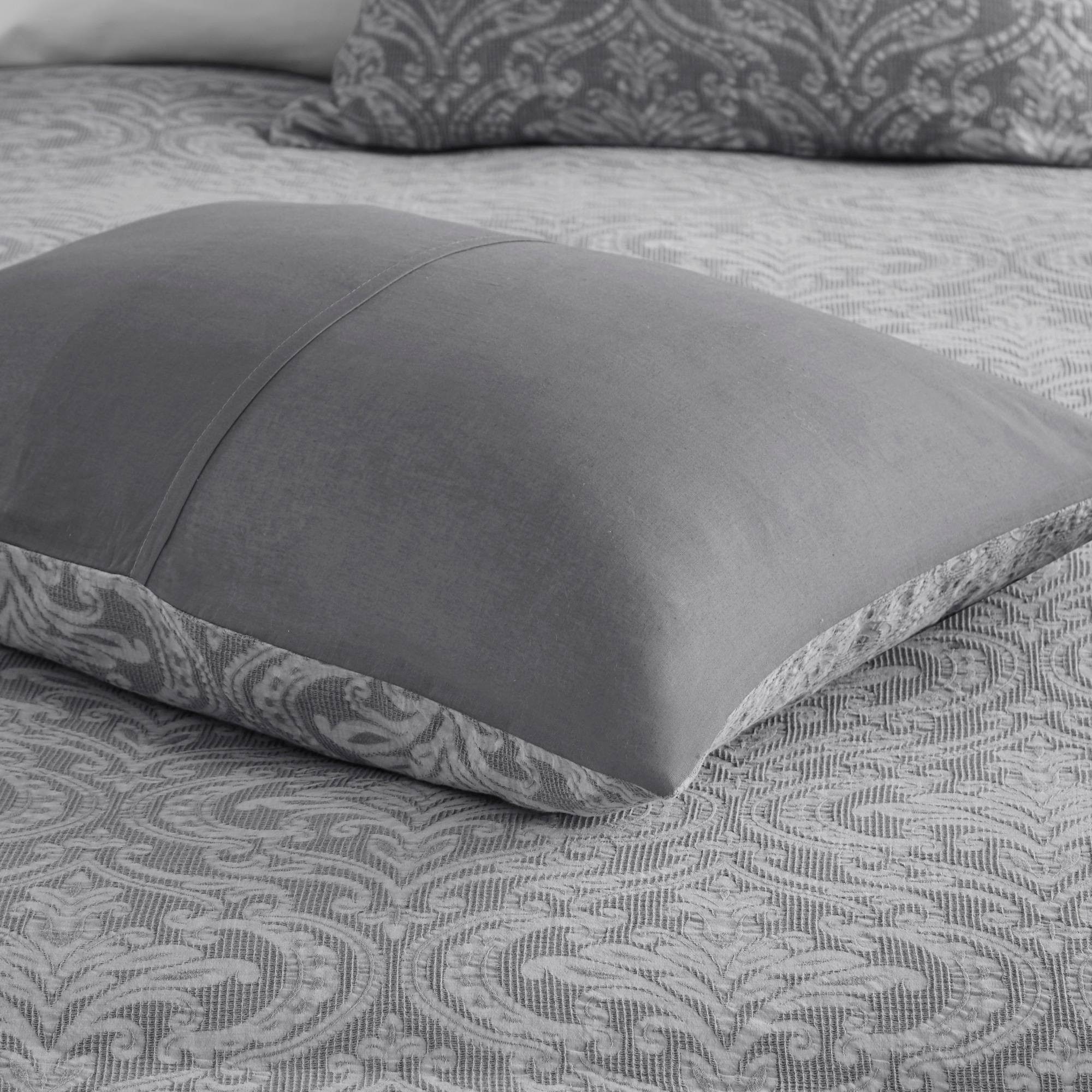 3 Piece King/Cal King Grey Cotton Duvet Cover Set X4843