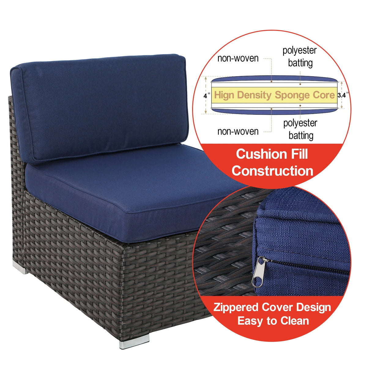 Blue Wicker Rattan Outdoor Sectionals Patio Conversation Sets C878