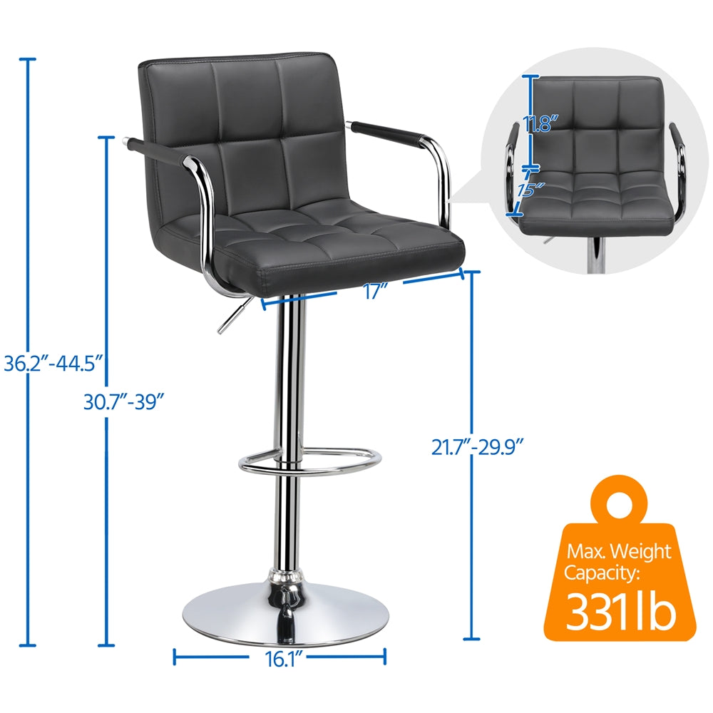 Gray Faux Leather Adjustable Swivel Counter Bar Stools B9949