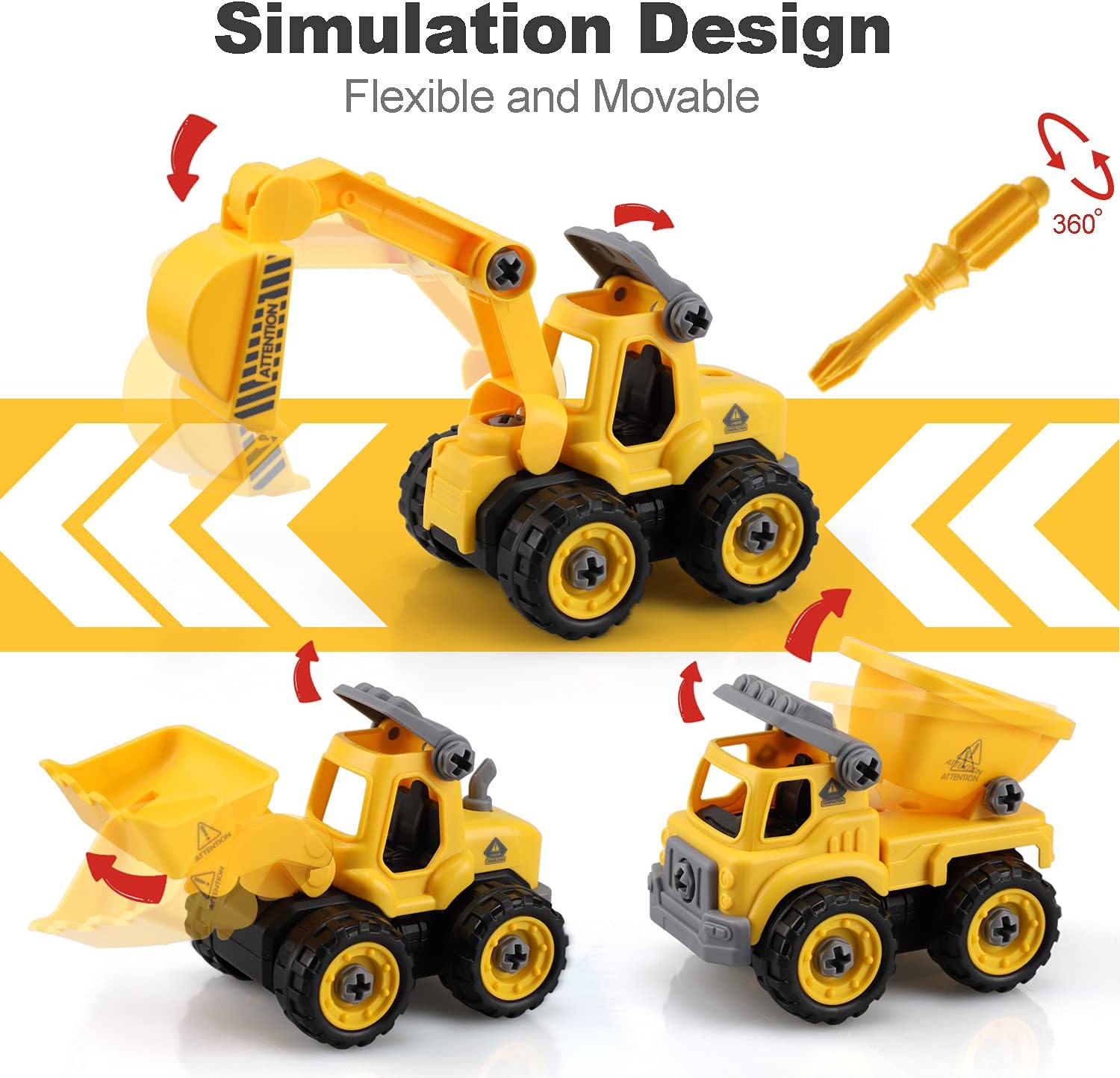 Take Apart Construction Vehicles Truck Toys Set with Drills Z3579
