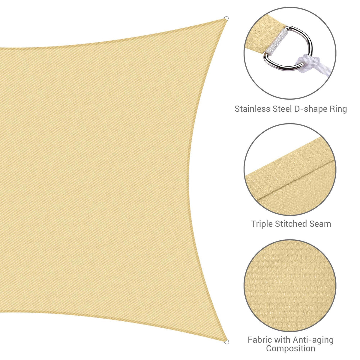 16x12 Ft 97% UV Block Rectangle HDPE Sun Shade Sail Canopy K876