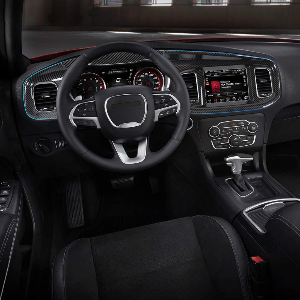 Carbon Fiber Texture Center Console Dashboard Panel Trim for Dodge Charger R337042