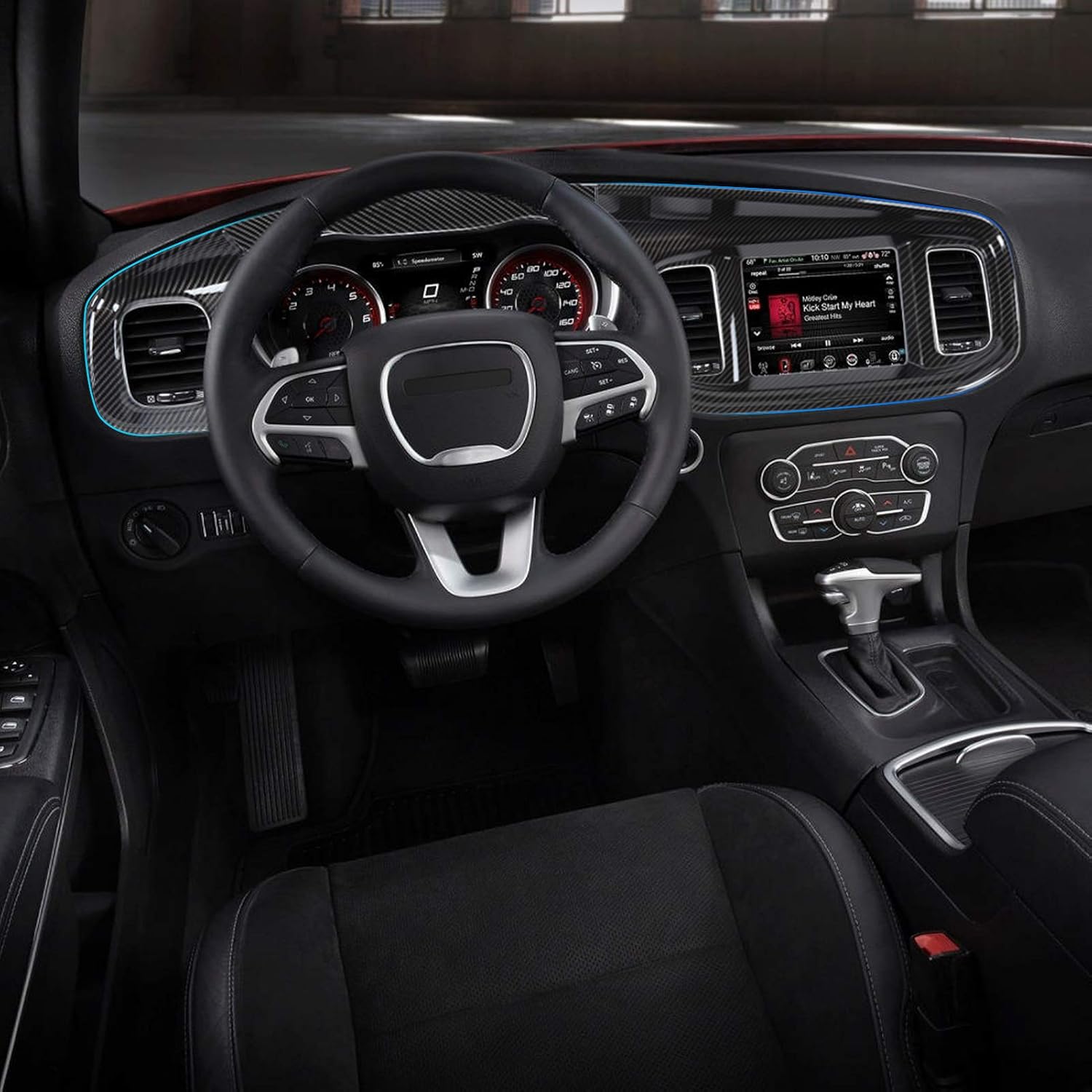 Carbon Fiber Texture Center Console Dashboard Panel Trim for Dodge Charger R337042