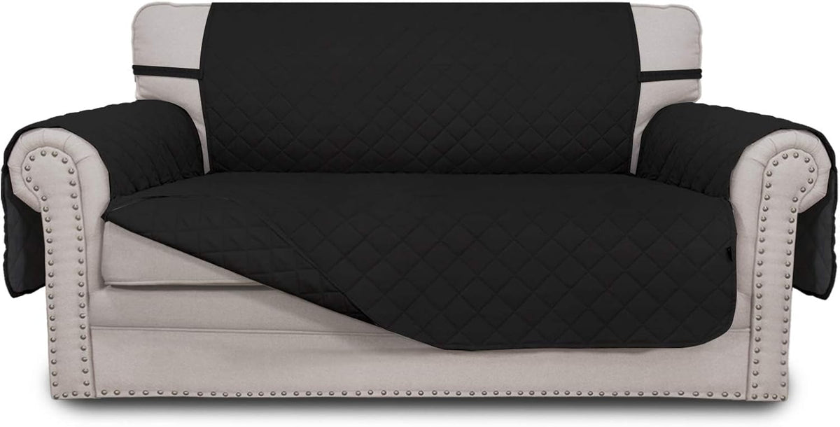 Light Gray Reversible Sofa Slipcover with Elastic Straps M8308
