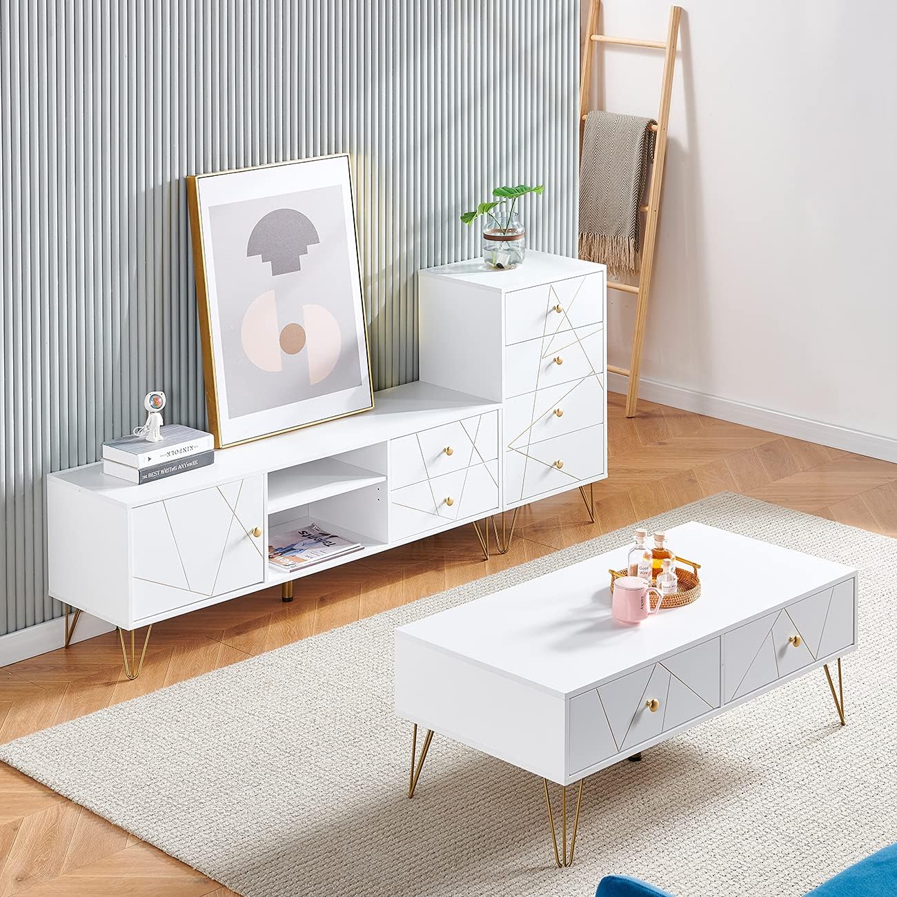 White Wood 4 Drawer Chest of Drawer C4355