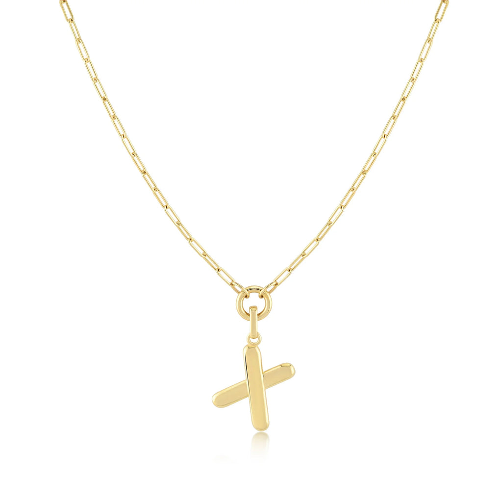 Gold-Filled Initial Necklace with A-Z Pendant Paperclip Chain H27224