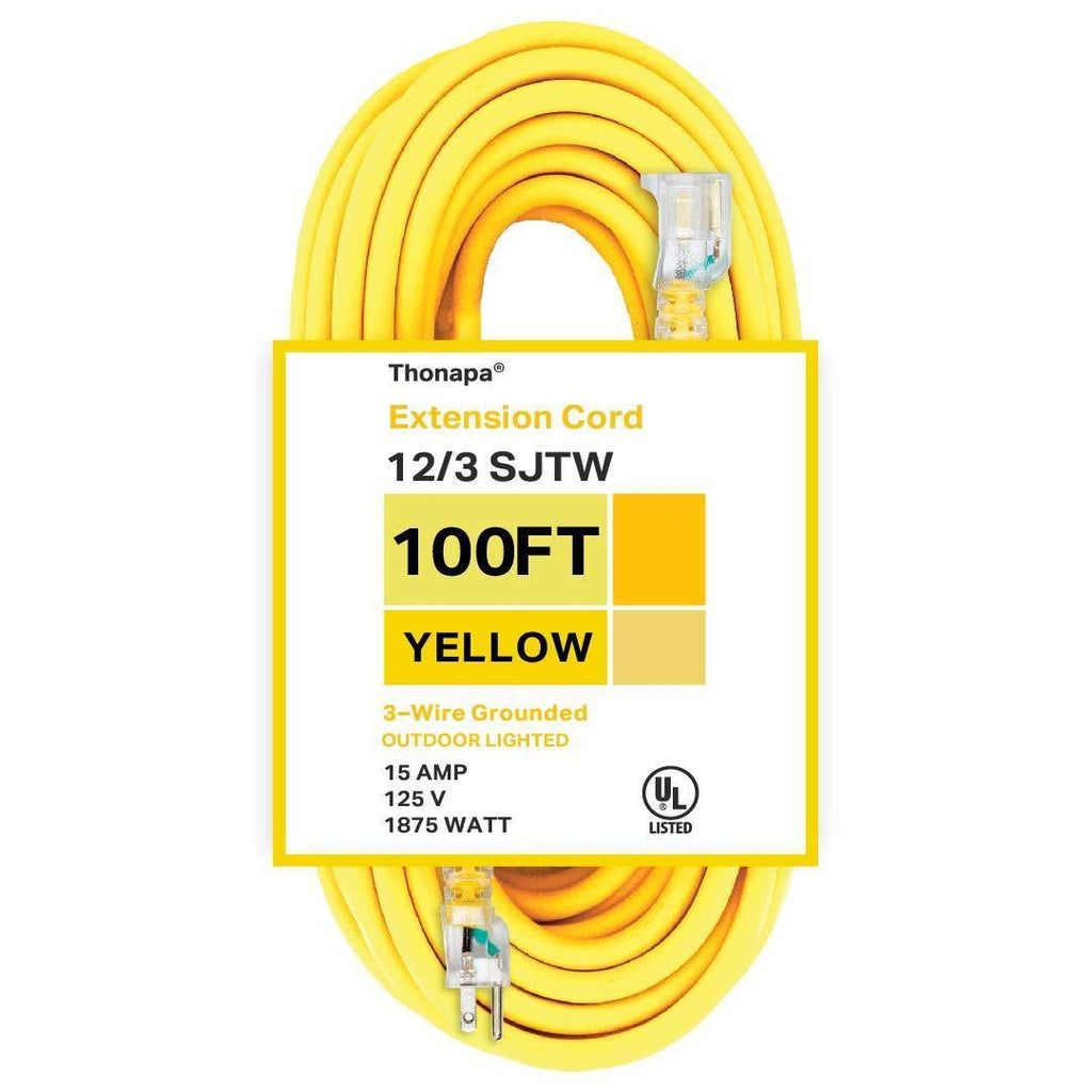 100 Foot 12/3 Heavy Duty Yellow Extension Cord B671654