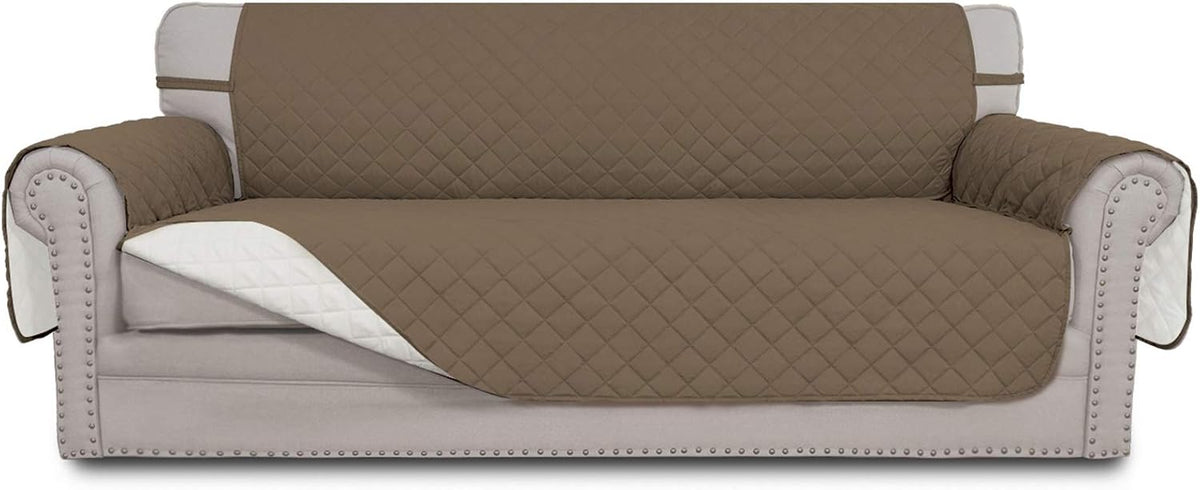 Light Gray Reversible Sofa Slipcover with Elastic Straps M8308