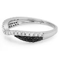 14K White Gold Black & White Diamond Ladies Wedding Band Ring Y7646