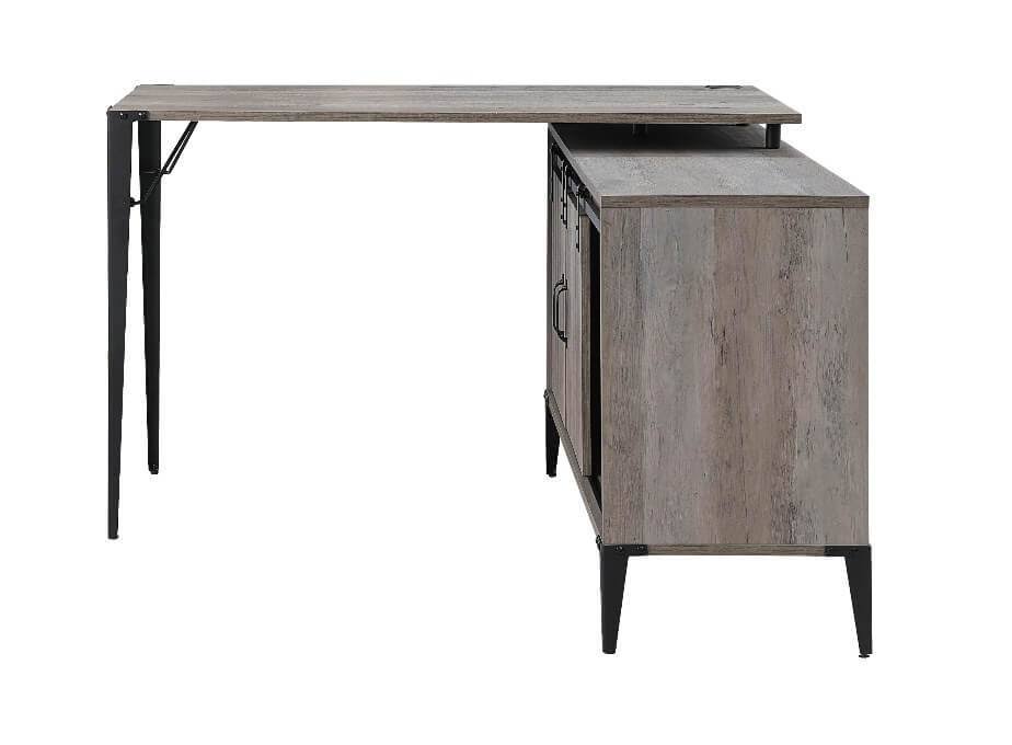 Gray Oak Black Finish Writing Desk with USB M40085