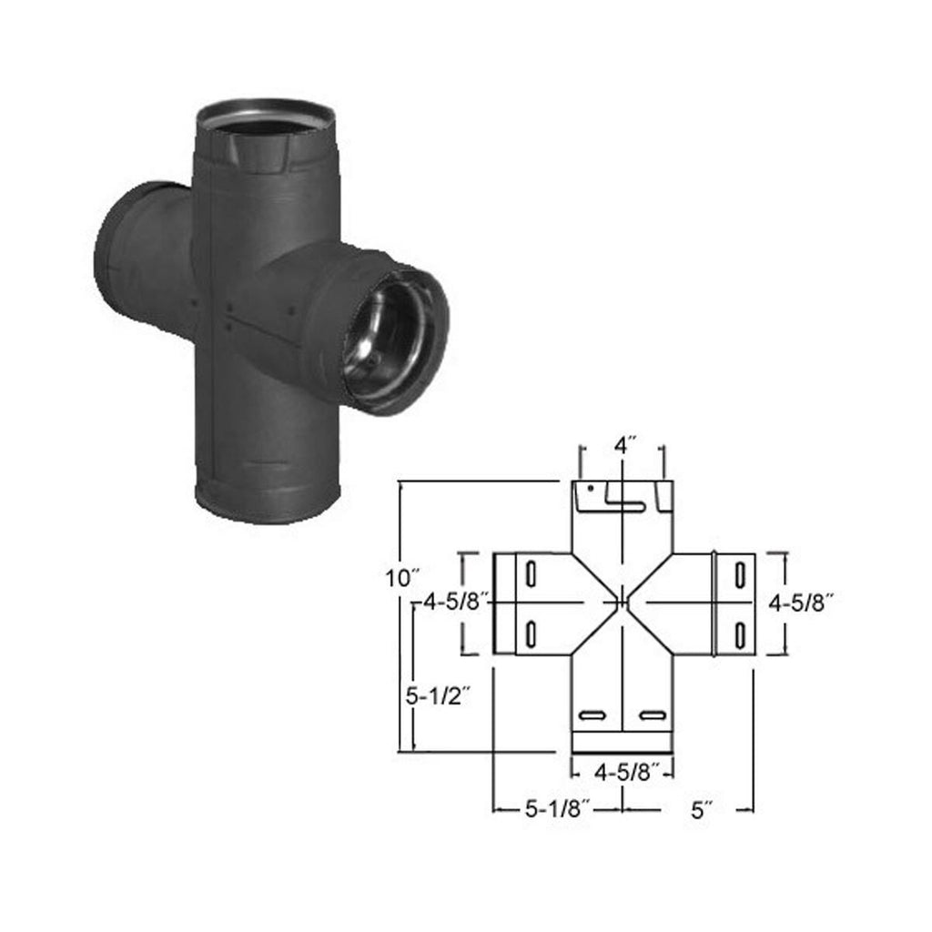 4'' PelletVent Pro Double Tee with Clean-Out Cap Y98196