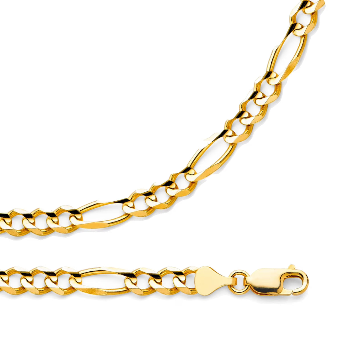 Solid 14k Yellow Gold Figaro Chain Necklace, 6 mm - 20 inch O81252