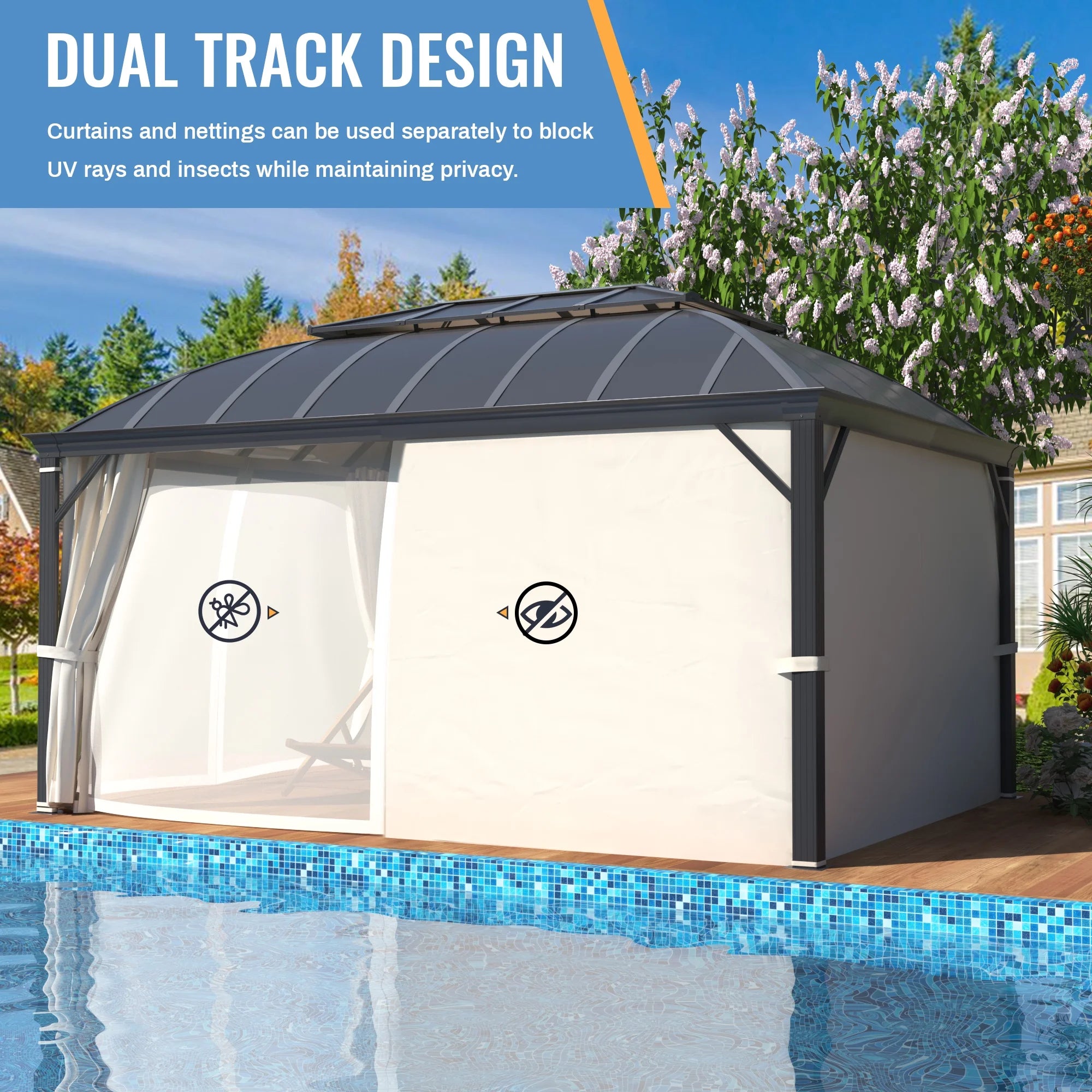 12'x16' Hardtop Aluminum Patio Gazebo with Aluminum Composite Double Roof T695771