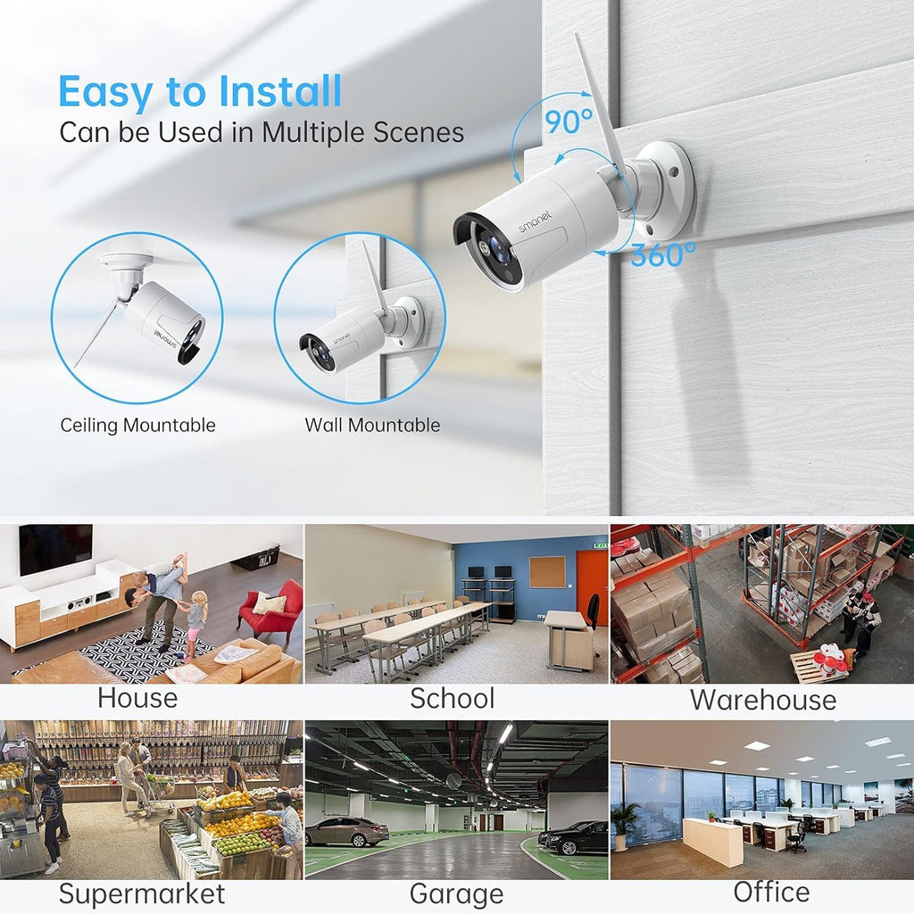 3MP Wireless Security Camera System with Audio, 8CH NVR, 8Pcs 3MP WiFi IP Cameras, 2TB Hard Drive J2792
