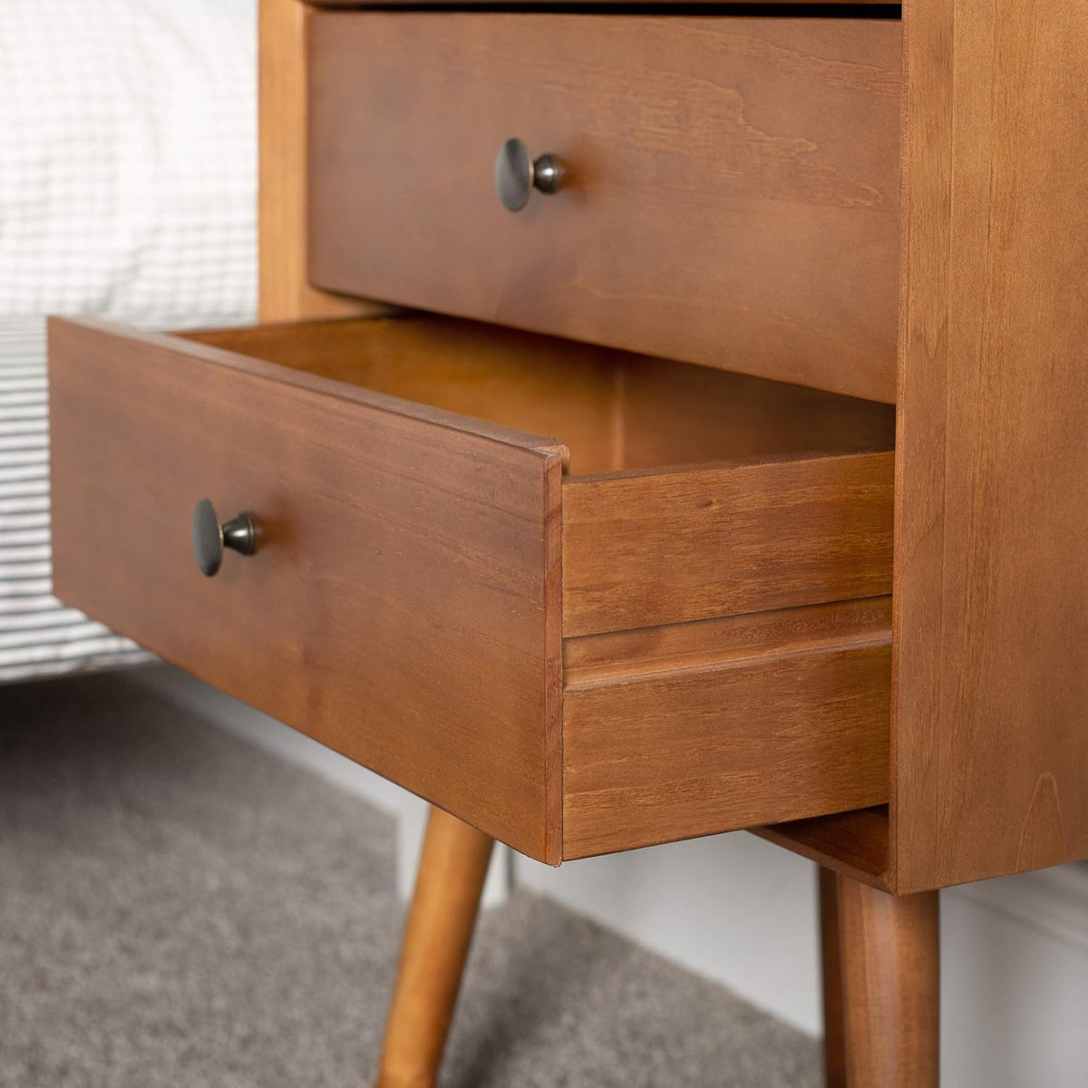 2 Drawer Solid Wood Nightstand Caramel X206