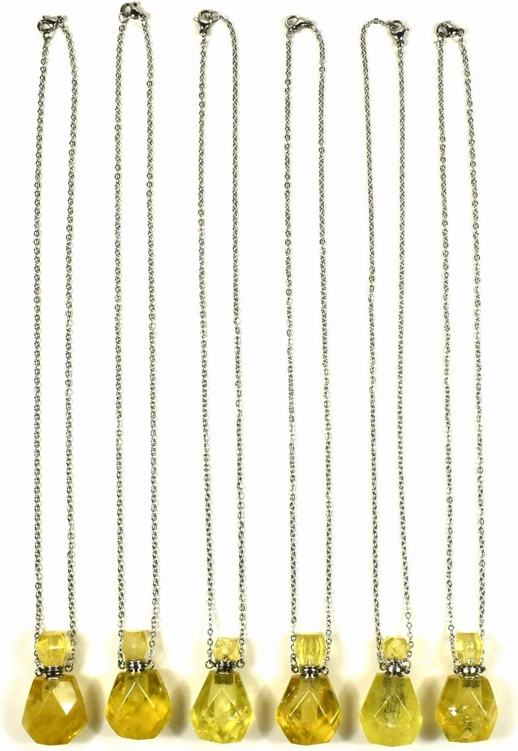 33Mm Golden Citrine Carved Bottle with Stainless Steel Chain A20498