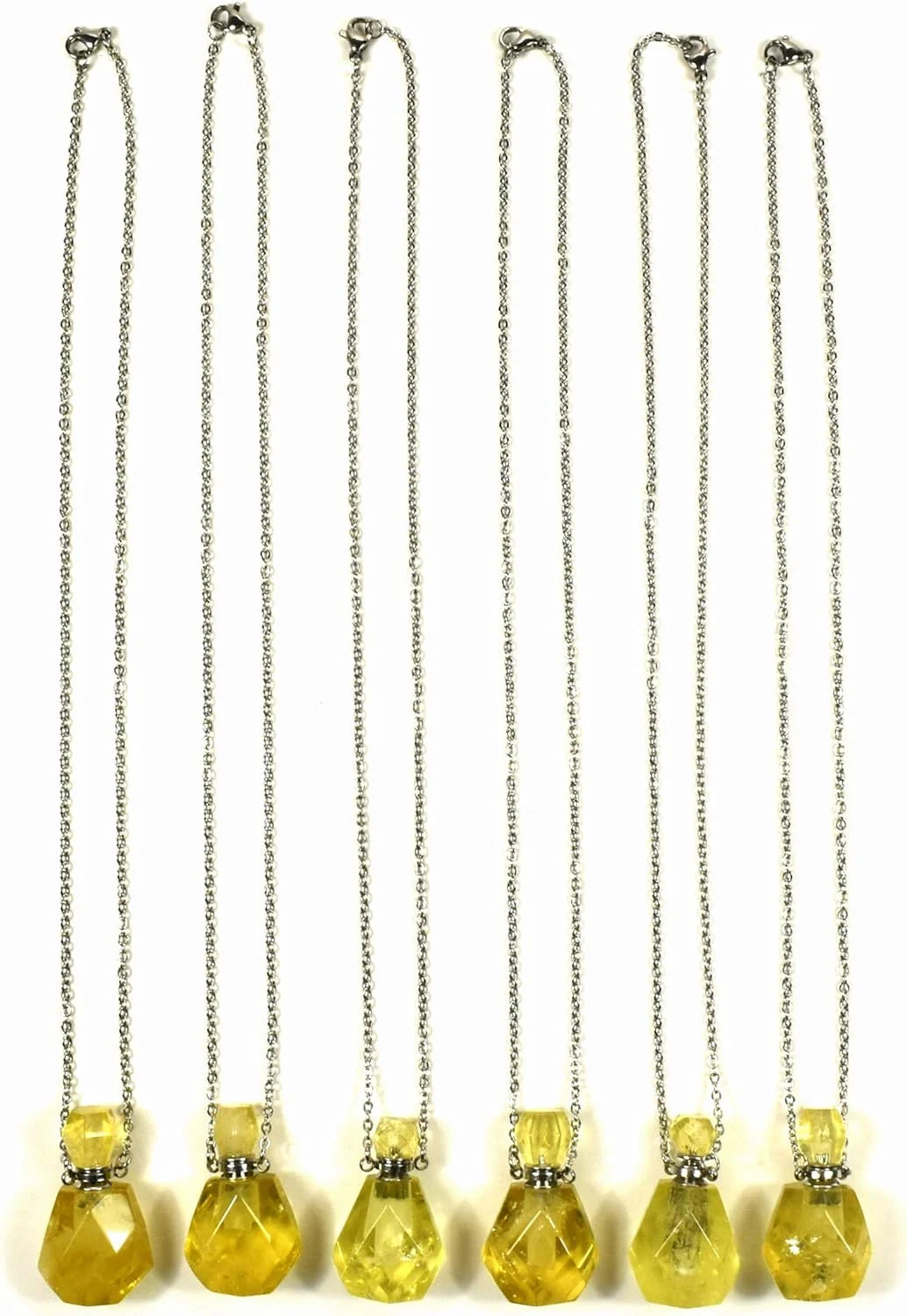 33Mm Golden Citrine Carved Bottle with Stainless Steel Chain A20498
