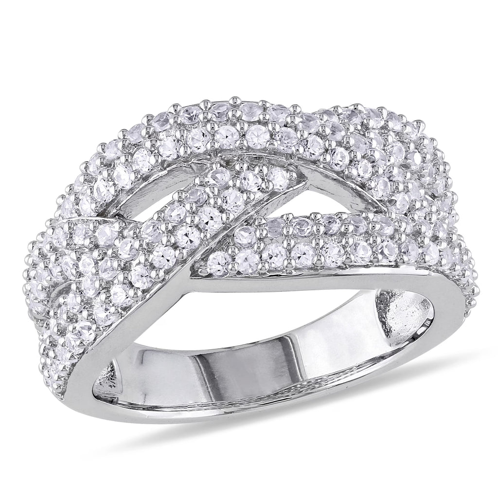 Created White Sapphire Sterling Silver Multi-Row Ring A713