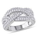 Created White Sapphire Sterling Silver Multi-Row Ring A713