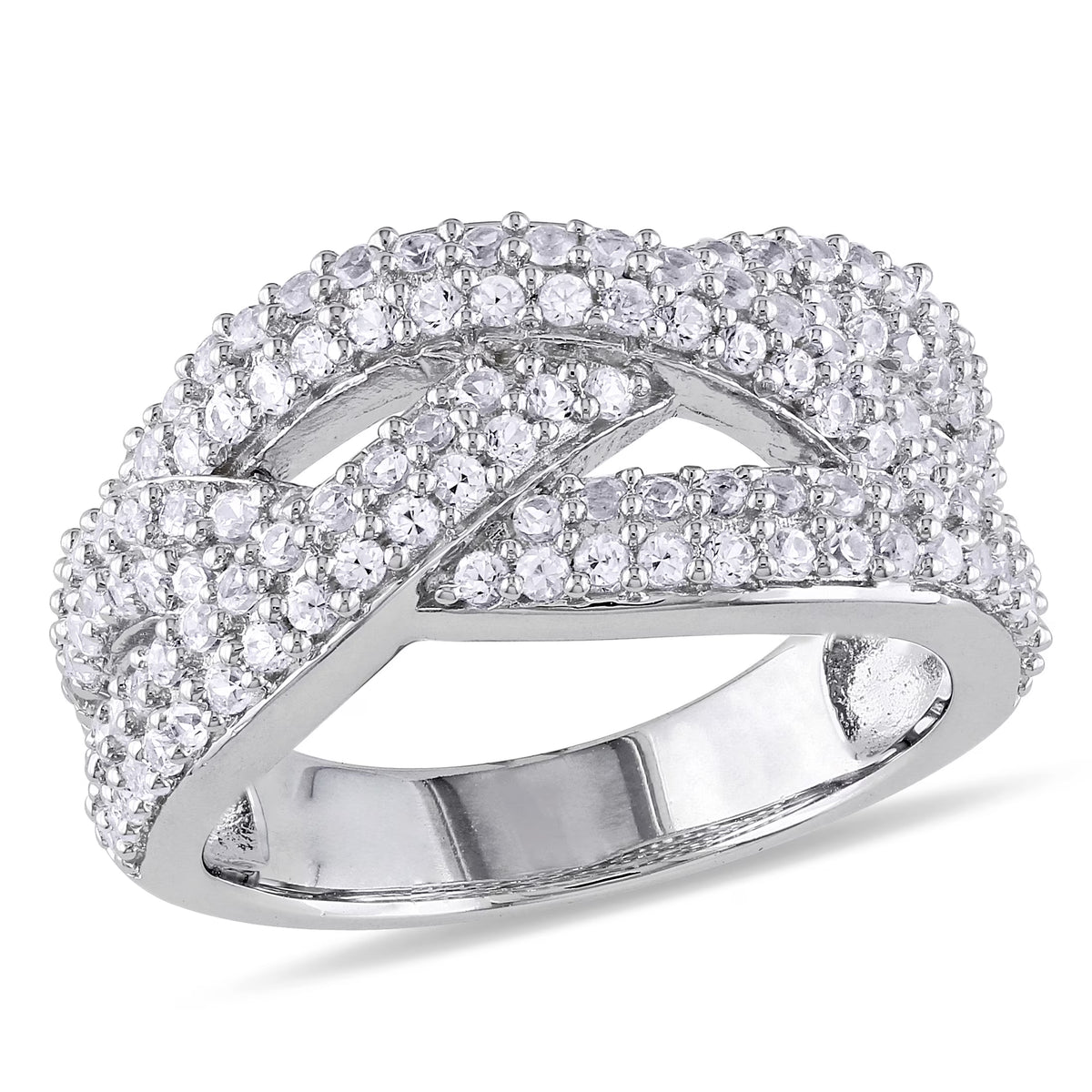 Created White Sapphire Sterling Silver Multi-Row Ring A713