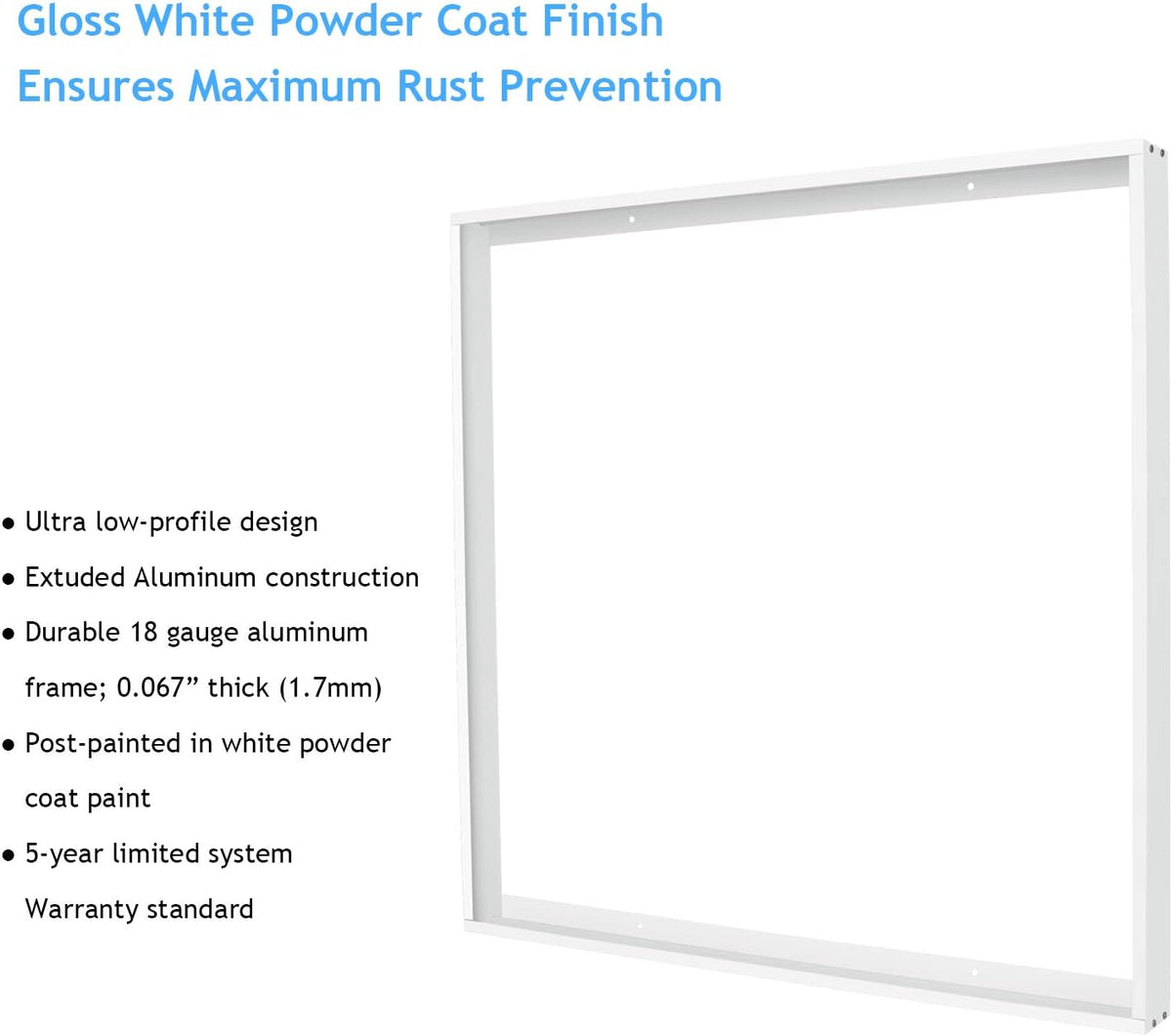 2x2 FT Surface Mount Kit for LED Flat Panel Light - Aluminum 24x24 inch Ceiling Frame Kit E606415