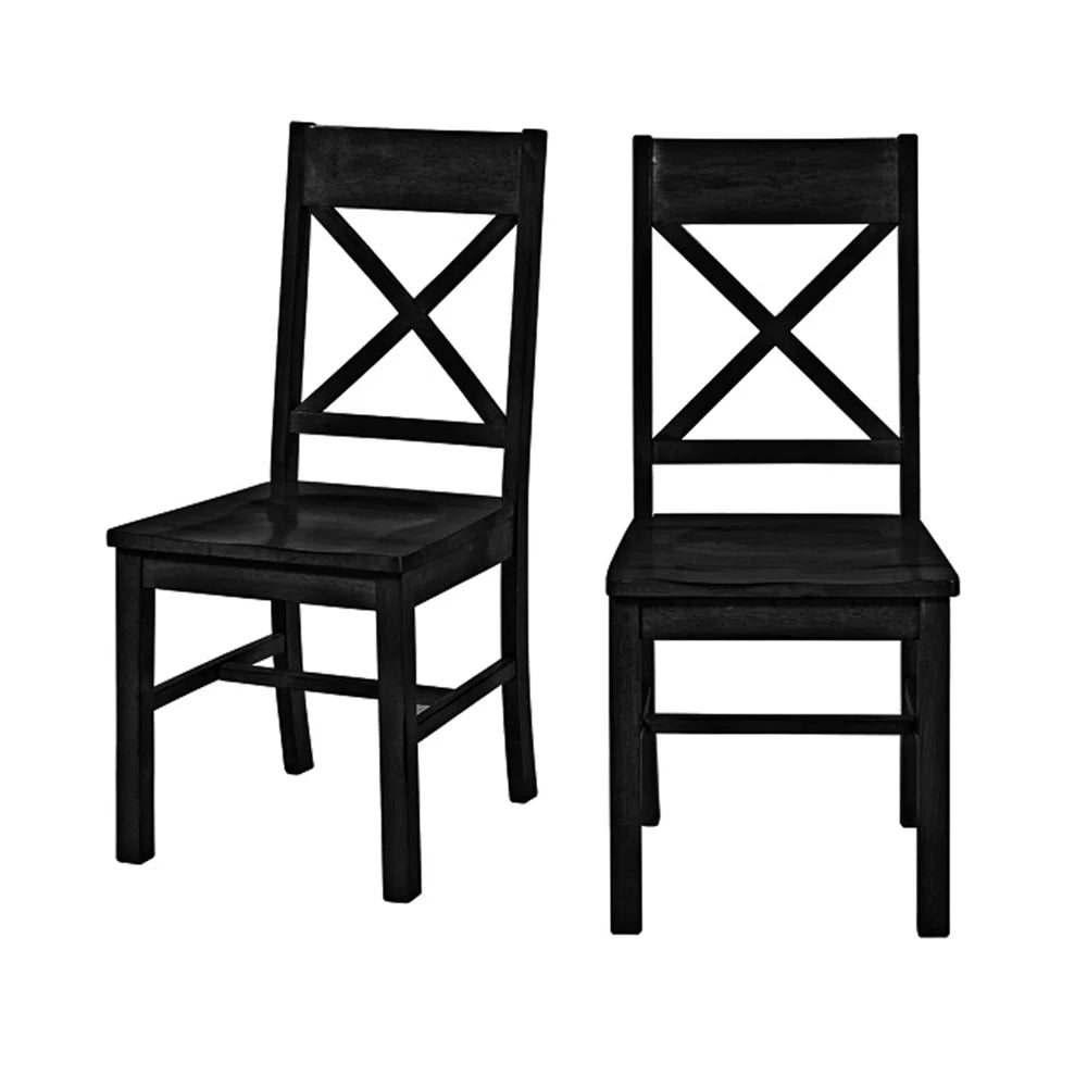 Antique Black Wood Dining Chairs, Set of 2 K828844