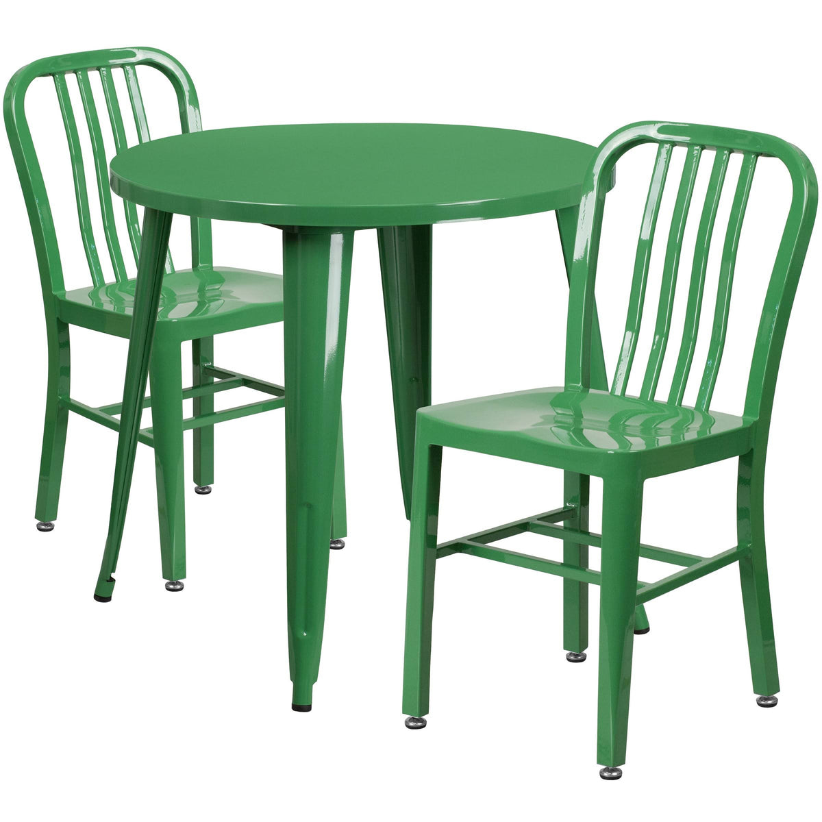 Green Metal Indoor-Outdoor Table Set with 2 Chairs H740