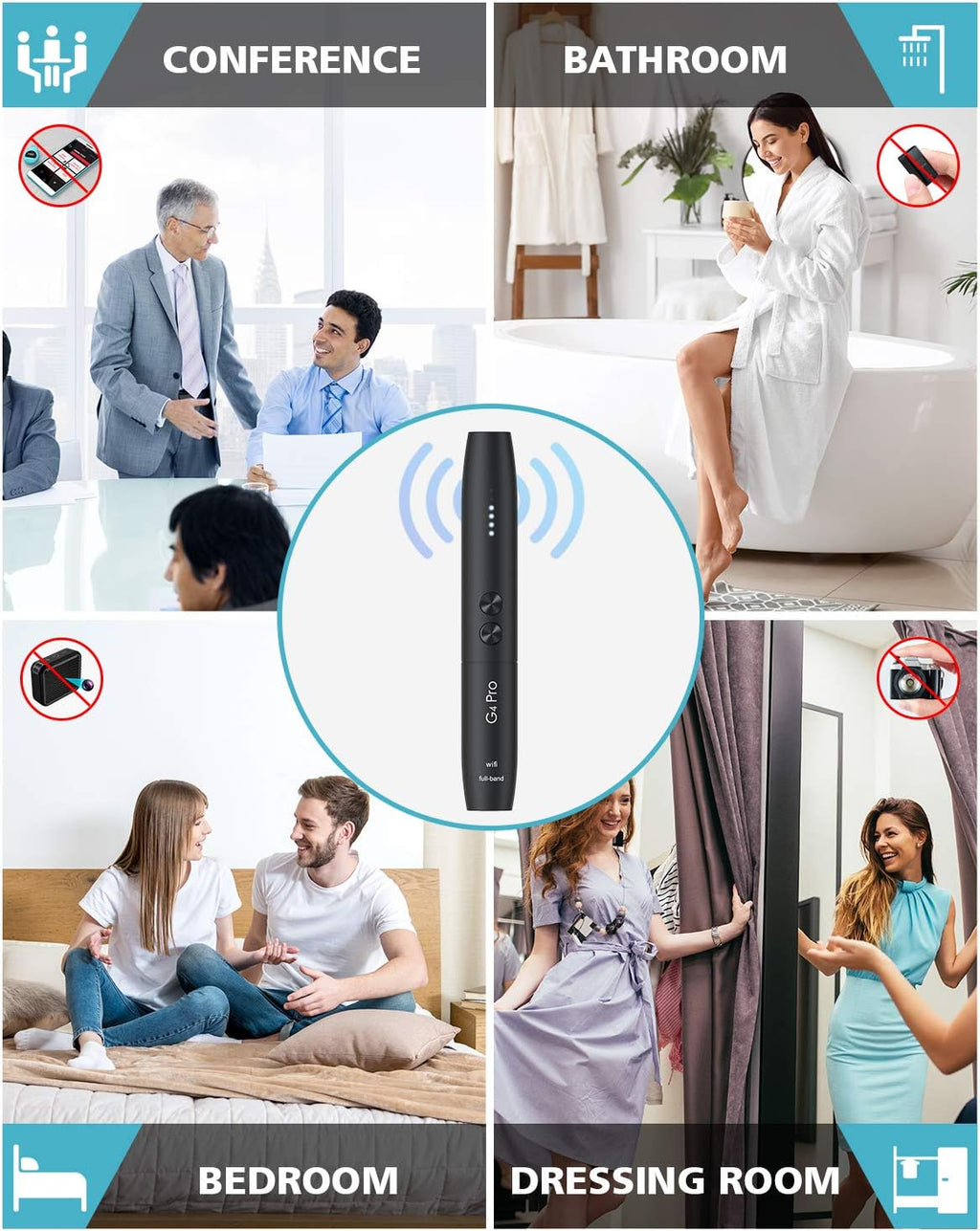 Anti Spy Detector, Bug Detector, Portable Pen Shape, Pack of 2 M127