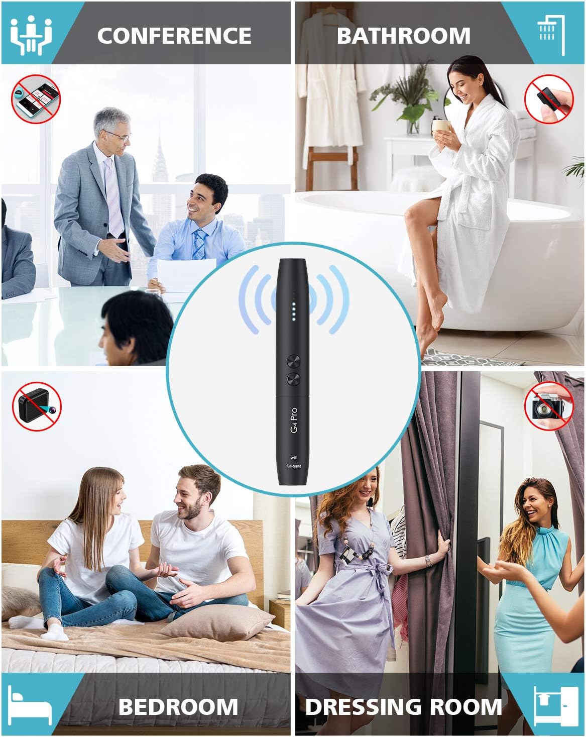 Anti Spy Detector, Bug Detector, Portable Pen Shape, Pack of 2 M127