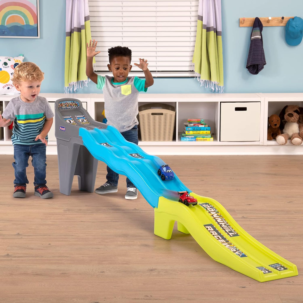 Dual Lane Kids Race Car Track with 2 Toy Race Cars F50161