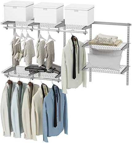 4 to 6 FT Wall-Mounted Closet Organizer Kit with Wire Shelving and Hanging Rods O328169