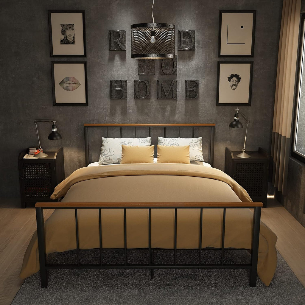 Full Metal Platform Bed Frame with Headboard and Footboard O49310